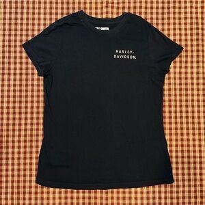 Woman’s Harley Davidson Motorcycle Company Black T Shirt With Wing Logo